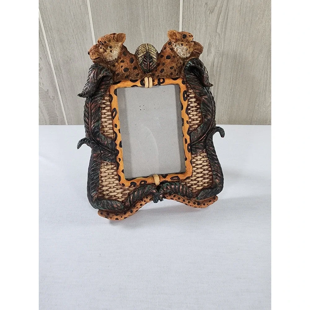 Leopard Cheetah Safari Picture Frame 3.5x5 Resin 3D Jungle Tropical Animal Print